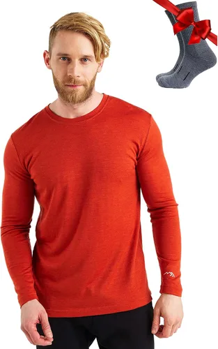 Vista 11 de 100% Merino Wool Base Layer Mens - Long Sleeve Thermal Shirts with Socks .320 negro