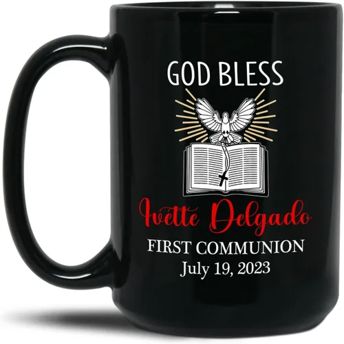 Vista 13 de Personalized Baptism Coffee Mug Gift With Baby Name & Date Baptized, Customized Baby Baptism Christening Black Ceramic Mug Gift For Dad Mom