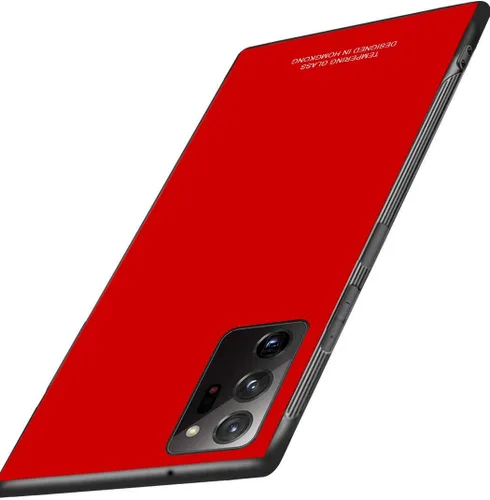 Vista 6 de Funda diseñada para Samsung Note 20 Ultra con vidrio templado de alta calidad en la parte posterior, anticaídas, color rojo