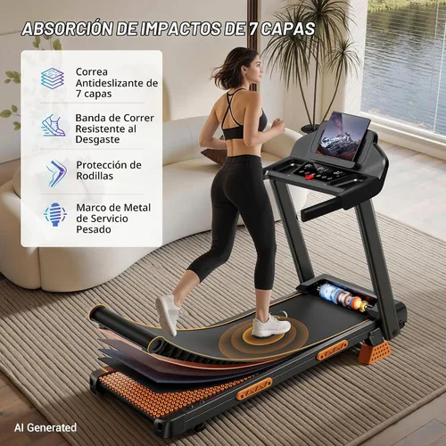 Vista 4 de CURSOR FITNESS Cintas de correr inclinadas al 16% para el hogar con 3