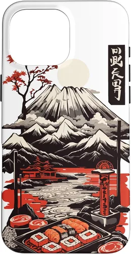 Vista 19 de Aesthetic Sushi Design Vintage Colour Woodcut Ukiyo-E Style Case for iPhone 16