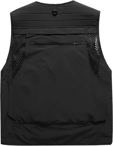 Vista 2 de PrettyChic Chaleco de pesca al aire libre para hombre, chaleco de malla transpirable, chaleco de carga con múltiples bolsillos
