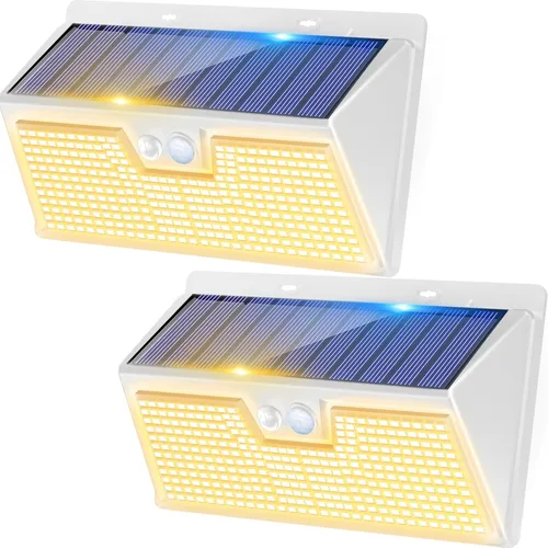 Vista 9 de Luces solares para exteriores, paquete de 1 unidad, 140 LED/3 modos de sensor de movimiento, luces para exteriores, alimentadas por energía solar
