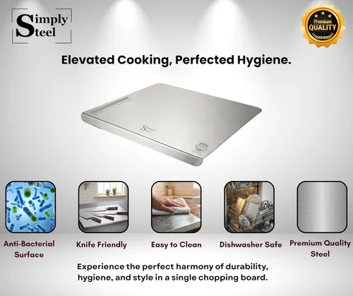 Vista 7 de Tabla de cortar de acero inoxidable para cocina, tabla de cortar de metal extra grande con borde de encimera, resistente grado alimenticio 304