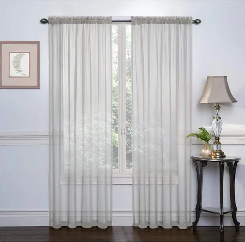 Vista 6 de RUTHYS TEXTILE 2 paneles de cortinas transparentes de gasa con bolsillo para barra, para dormitorio y sala de estar, 54 x 84 pulgadas de largo