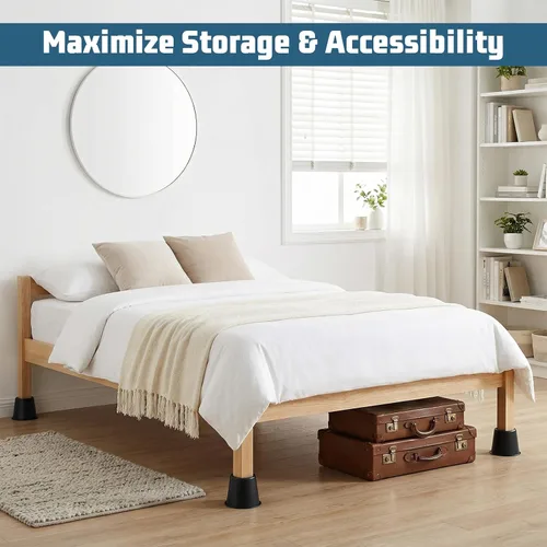 Vista 4 de Paquete de 9 elevadores de cama resistentes de 4 pulgadas, juego de 9 elevadores de muebles para cama, sofá y escritorio, capacidad de 1500 libras