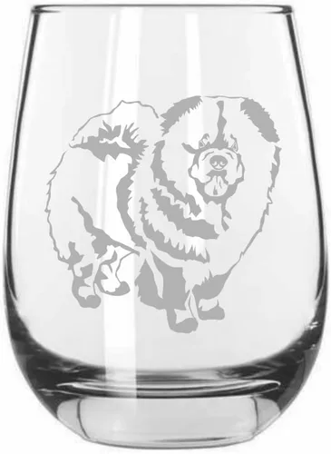 Vista 331 de Shar Pei (chino) - Vaso de vino sin tallo grabado para perro, 15.25 onzas
