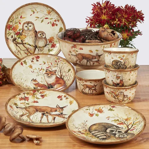 Vista 2 de Pine Forest - Tarro de galletas 3D con tapa – Recipiente de almacenamiento de cerámica otoñal de 60 onzas – Decoración de cocina de cabaña