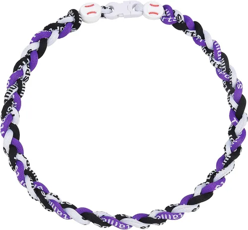 Vista 23 de Collar de béisbol de 18 pulgadas, regalos de goteo de béisbol, collares deportivos de tres trenzas, collares de titanio Tornado de cuerda deportiva