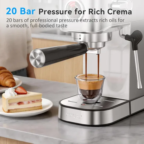 Vista 4 de XIXUBX Máquina de café expreso con espumador de leche para capuchino y café
