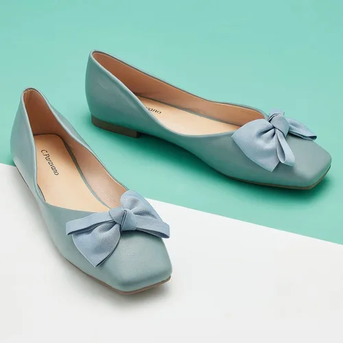 Vista 7 de C.Paravano Zapatos planos I con punta cuadrada para mujer I Zapatos planos azules I Zapatos de cuero para mujer I Zapatos planos para mujer