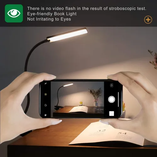 Vista 6 de Luz de Lectura LED con Clip Recargable USB Luces para Libros, 24 LEDs Lámpara de Cama Nocturna de Cuello Flexible, Control Táctil Lámparas