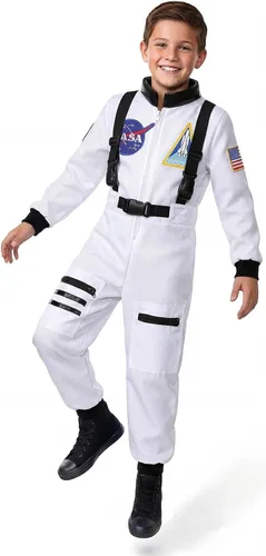 Vista 6 de Disfraz de astronauta para niños de piloto espacial para niños pequeños, disfraces de cumpleaños de Halloween Azul