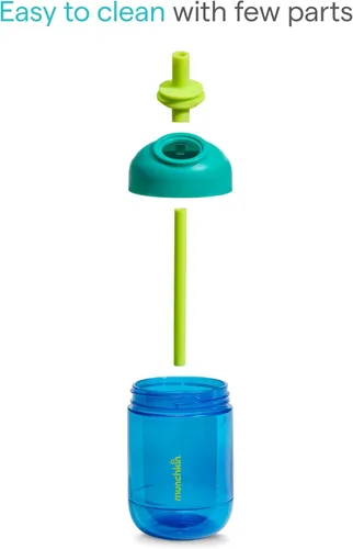 Vista 4 de Munchkin Perfect Angle - Vasos con popote para niños pequeños de 1 a 3 años, a prueba de derrames, con popote suave y ergonómico, sin BPA, 10 onzas
