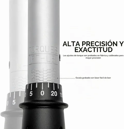 Vista 5 de Neiko PRO 03709B Llave dinamométrica de 1/2 pulgada, llave dinamométrica de clic ajustable de 25 pulgadas, fabricada con acero de cromo vanadio CrV