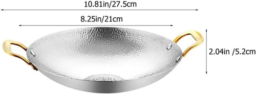 Vista 5 de Kichvoe - Olla seca de acero inoxidable con doble asa para ramen, olla caliente, mariscos, 10.82 x 8.26 x 2.04 pulgadas, herramienta de cocina ligera