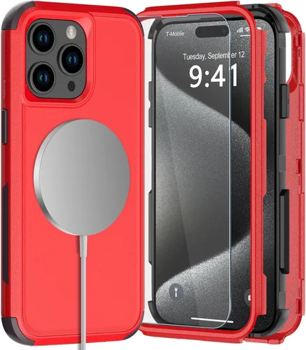 Vista 31 de Diverbox Funda para iPhone 15 Plus [a prueba de golpes] [a prueba de caídas] [protector de pantalla de vidrio templado], funda de protección