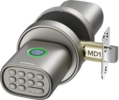 Vista 11 de ThorBolt Pomo de puerta de huellas dactilares, perilla de puerta sin llave con teclado biométrico electrónico, bloqueo automático para puertas