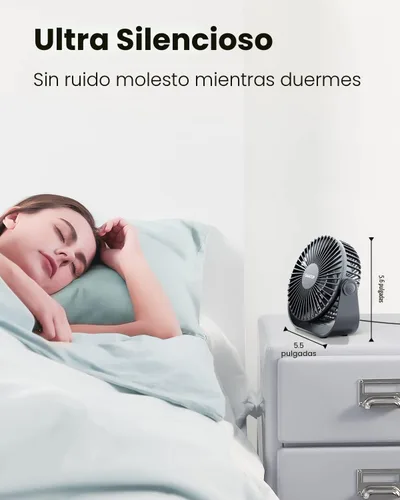 Vista 3 de Gaiatop Ventilador de escritorio USB, flujo de aire fuerte de 3 velocidades, portátil de 5.5 pulgadas, rotación de 90°, refrigeración silenciosa