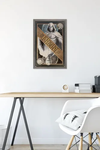 Vista 6 de Trends International Marvel Moon Knight - Póster de pared de tarjetas, 14.725 x 22.375 pulgadas, versión enmarcada de madera de granero