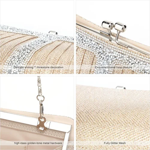Vista 13 de Monederos de mano con diamantes de imitación para mujer, bolsos y bolsos formales de boda, fiesta, graduación, bolsas de dinero
