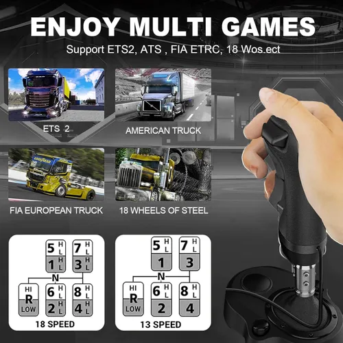 Vista 4 de Obokidly Upgrade USB Gearshift Knob Modification Steering Wheels Accessories Support G29 G27 G25 Compatible with PC for ATS & ETS2 Racing Shifter