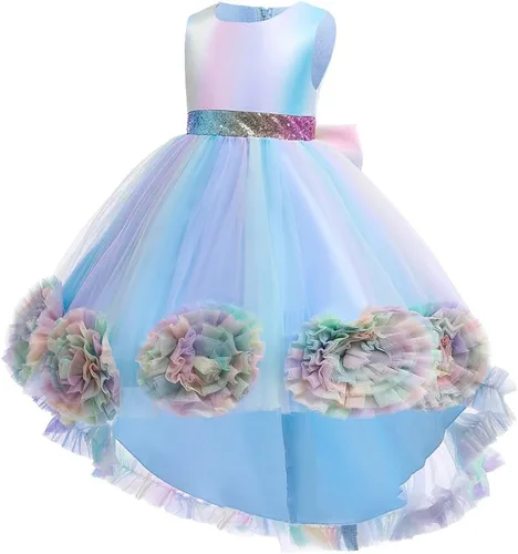 Vista 10 de Disfraz de princesa de lentejuelas de unicornio para niñas, disfraz de Halloween, fiesta de Navidad, boda, cumpleaños