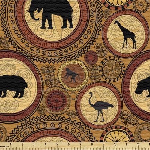 Vista 17 de Ambesonne Tela tropical de The Yard, impresión continua de aves exóticas crestadas Monstera sandía piña, tela decorativa para tapicería y detalles