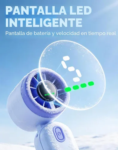 Vista 7 de iTurbo - Ventilador turbo de mano, mini ventiladores de mano portátiles plegables, batería recargable, pantalla LED de alta velocidad de 5