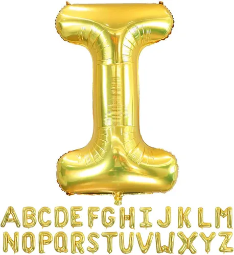 Vista 18 de Globos dorados de la letra A de 40 pulgadas, globos grandes del alfabeto A, helio dorado, de papel de aluminio de mylar, para decoración