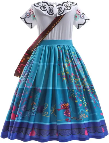 Vista 2 de Disfraz de Mirabel de Encanto para niñas, disfraz de Isabella, disfraz de princesa de Halloween con aretes