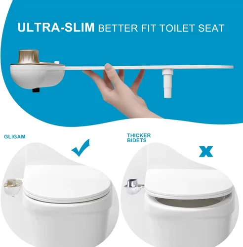 Vista 2 de Bidé, accesorio de bidé para inodoro, rociador de bidé de agua dulce no eléctrico con boquilla de autolimpieza, control de presión ajustable