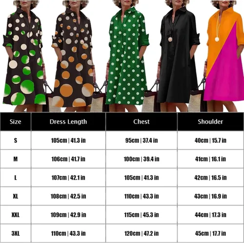 Vista 3 de Vestido de lino para mujer, vestidos de verano de manga larga para mujer, vestido de talla grande, vestidos holgados para mujer con 2 bolsillos