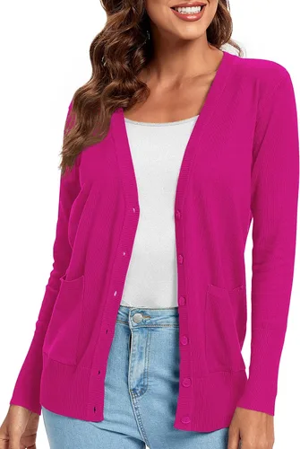 Vista 2 de Urban CoCo suéter básico de manga larga con botones para mujer