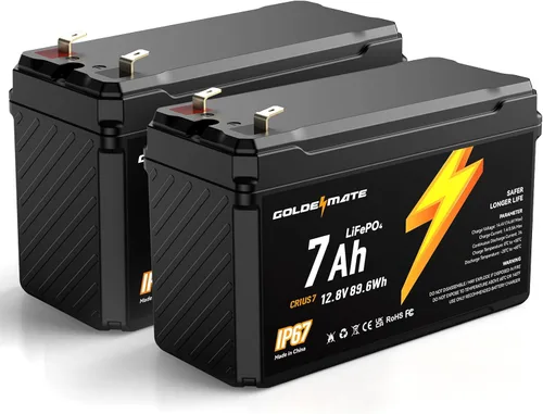 Vista 13 de GOLDENMATE - Batería LiFePO4 de litio de 12 V, 7 Ah, impermeable IP67, ligera