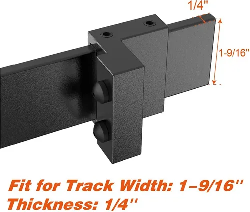 Vista 5 de ZEKOO Dispositivo de límite de tope de acero negro para puerta corrediza de granero, accesorios de tope de rodillo, accesorios (2 juegos)