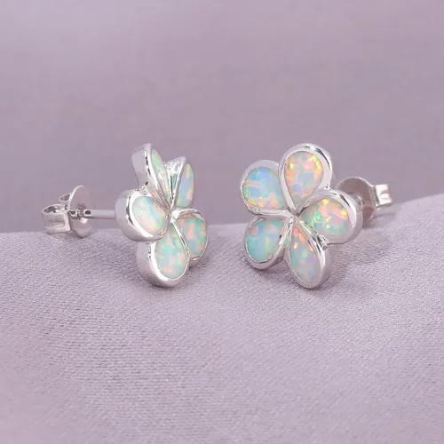Vista 7 de CiNily - Aretes con forma de flor chapados en oro con ópalo hipoalergénicos, aretes colgantes con gota de flores, regalo de joyería para mujeres