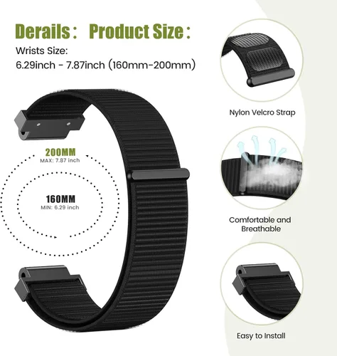 Vista 4 de NotoCity Para Forerunner 735XT Banda Nylon Forerunner 235 Smartwatch Band Forerunner 630/620/220/230 Correa Approach S6 Watchband (negro)