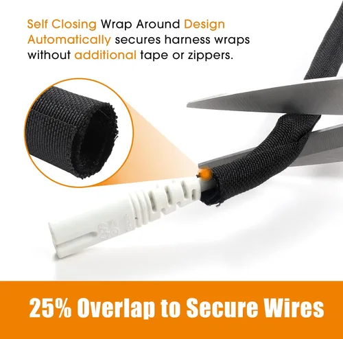 Vista 4 de Funda de alambre trenzado dividido para cables automotrices, cable de audio y video, cuerdas de múltiples cables, cubierta de protección organizada