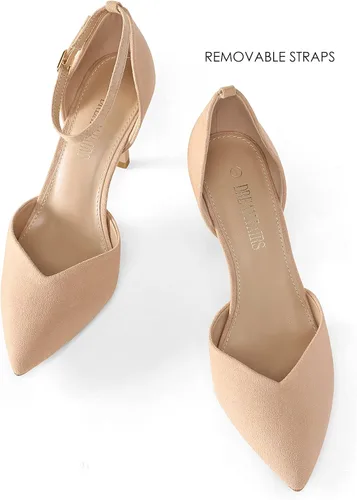 Vista 4 de DREAM PAIRS Zapatos de tacón alto para mujer, con tiras cerradas, correa en el tobillo, puntera puntiaguda, tacón D'Orsay para boda, fiesta, zapatos