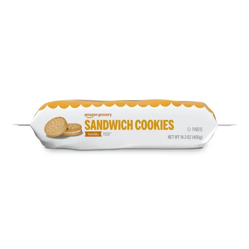 Vista 4 de Amazon Grocery, galletas sándwich de vainilla, 14.3 onzas (anteriormente Happy Belly, el embalaje puede variar)