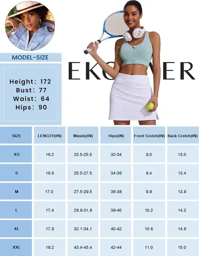 Vista 6 de Ekouaer - Falda pantalón deportiva y ligera para mujer, para correr, tenis, golf, entrenamiento y deportes