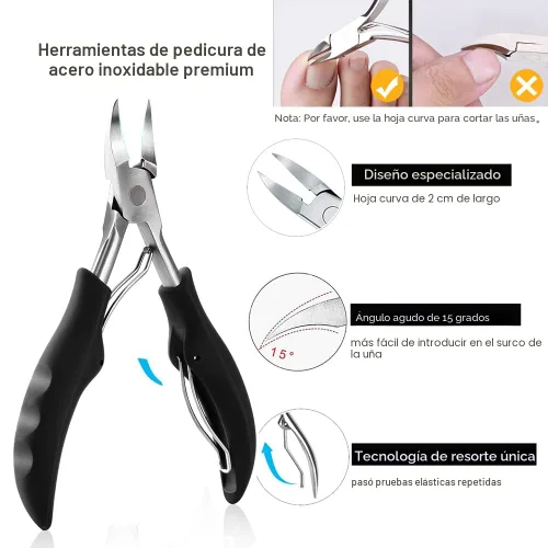 Vista 2 de Bcabo Kit de herramientas de uñas encarnadas, herramienta de pie de tratamiento de uñas, cortaúñas encarnadas, cortaúñas encarnadas, levantador
