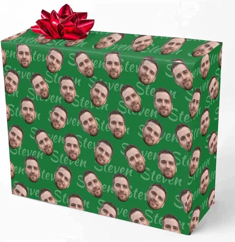 Vista 10 de M YESCUSTOM Papel de regalo con fotos personalizadas, papel de regalo para el Día de la Madre, Día del Padre, cumpleaños, Navidad