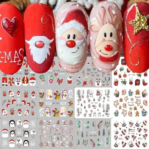 Vista 8 de Calcomanías de arte de uñas de Halloween, calcomanías de transferencia de agua, 12 unidades, calabaza, esqueleto, araña, fantasma, hoja de arce