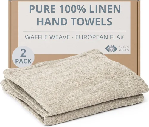 Vista 19 de Pure Linen - Juego de 2 toallas de baño pequeñas de 20 x 40 pulgadas de secado rápido para pieles sensibles, toallas finas para baño, toalla ligera