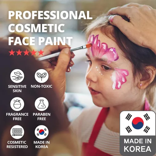 Vista 4 de Grida - Pintura facial para niños, kit profesional de pintura facial para fiestas para niños con 12 colores vibrantes con doble blanco, fácil