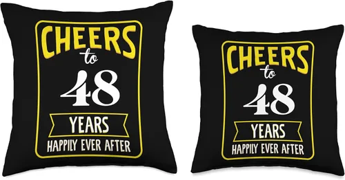 Vista 3 de Cheers to 48 years happily ever after Throw Pillow