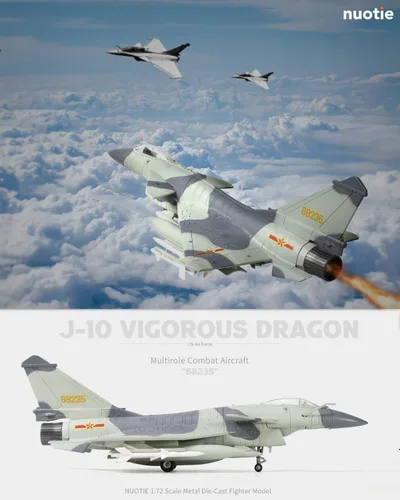 Vista 3 de NUOTIE 1/72 J10 Vigorous Dragon Fighter Jet Modelo Militar Aeronave Diecast Metal Modelo Adulto Modelo de Avión con Soporte para Entusiastas