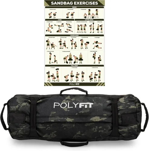 Vista 9 de Polyfit Classic Sandbag - Bolsa de arena de entrenamiento con 8 asas de Negro